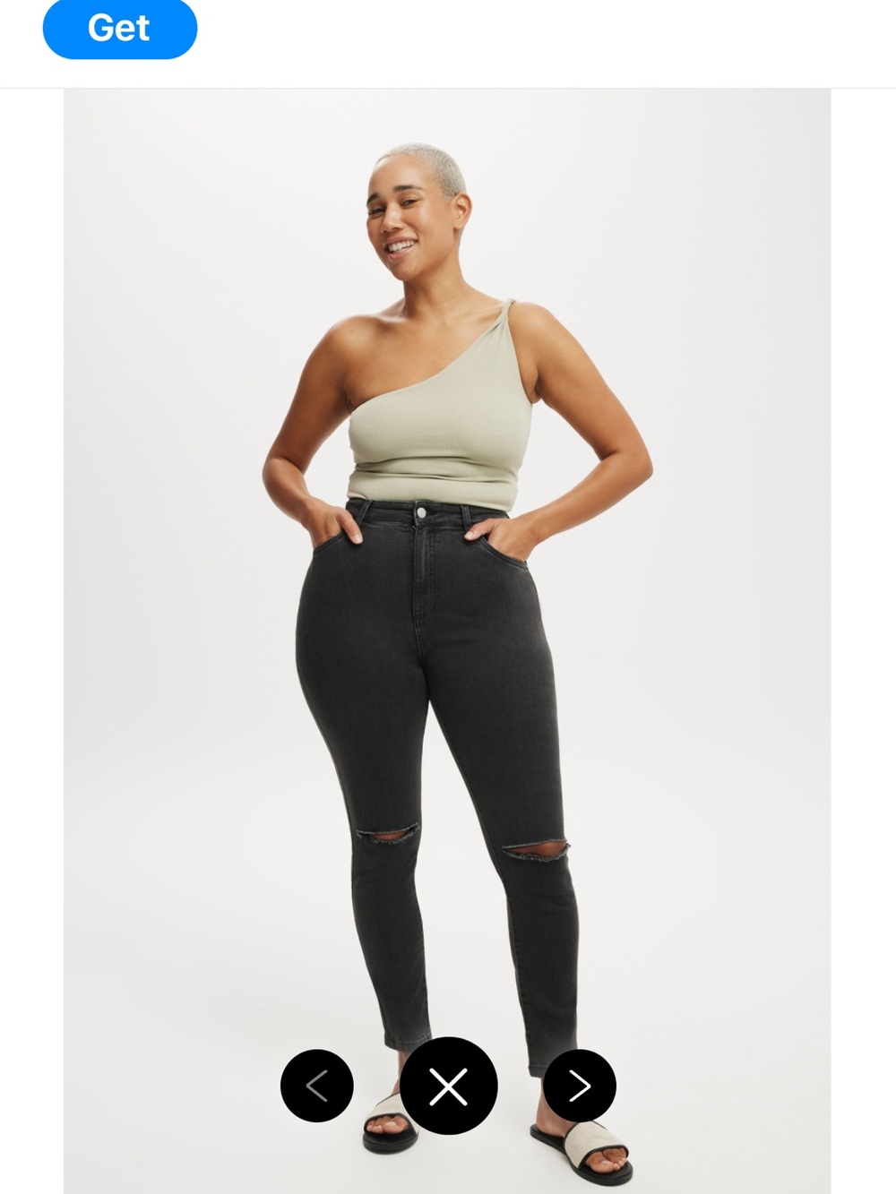 New Cotton On Curvy Skinny no waist gap Jeans - Black Wash size 38
